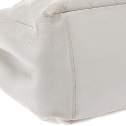 Pre Owned Chanel White Quilted Caviar Leather Grand Shopper Tote