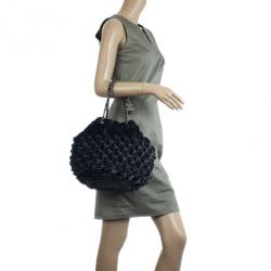 Pre Owned Chanel Grey Velvet Birdcage Shoulder Bag