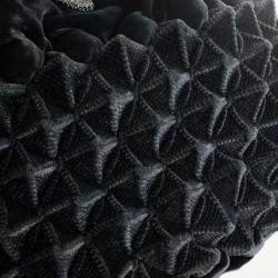 Pre Owned Chanel Grey Velvet Birdcage Shoulder Bag