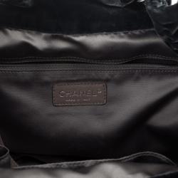 Pre Owned Chanel Grey Velvet Birdcage Shoulder Bag