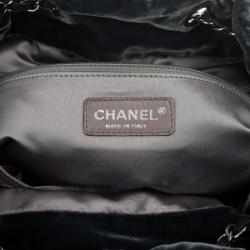 Pre Owned Chanel Grey Velvet Birdcage Shoulder Bag