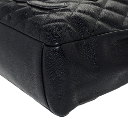 Pre Owned Chanel Black Quilted Caviar Leather Petite Shopping Tote
