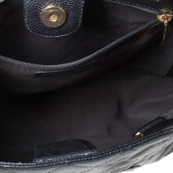 Pre Owned Chanel Black Quilted Caviar Leather Petite Shopping Tote