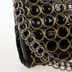 Chanel Black Patent and Gold Chain Handbag
