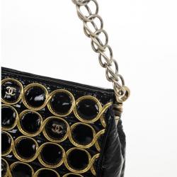 Chanel Black Patent and Gold Chain Handbag