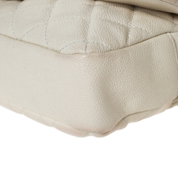Pre Owned Chanel White Caviar Leather Easy Medium Flap Shoulder Bag