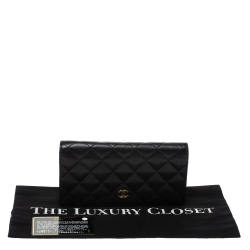 مملوكة مسبقًا Chanel Black Quilted Caviar Leather L Yen Continental Wallet