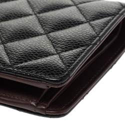 مملوكة مسبقًا Chanel Black Quilted Caviar Leather L Yen Continental Wallet