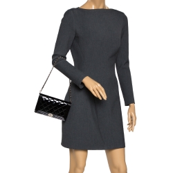 مملوكة مسبقًا Chanel Black Quilted Patent Leather Boy Wallet On Chain