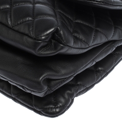 Pre Owned Chanel Black Quilted Leather 3 Flap Shoulder Bag