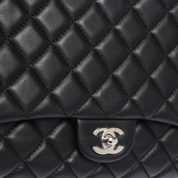 Pre Owned Chanel Black Quilted Leather 3 Flap Shoulder Bag