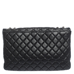 Pre Owned Chanel Black Quilted Leather 3 Flap Shoulder Bag