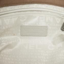 Pre Owned Chanel Tan Lambskin Pleated Flap Bag Taupe