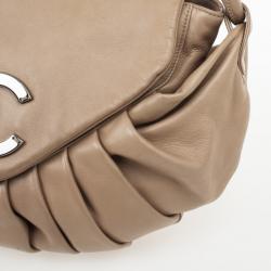 Pre Owned Chanel Tan Lambskin Pleated Flap Bag Taupe