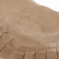 Pre Owned Chanel Tan Lambskin Pleated Flap Bag Taupe