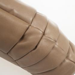 Pre Owned Chanel Tan Lambskin Pleated Flap Bag Taupe