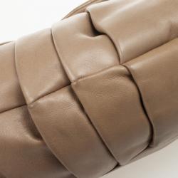 Pre Owned Chanel Tan Lambskin Pleated Flap Bag Taupe
