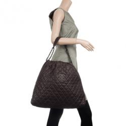 Pre Owned Chanel Brown Leather Quilted Hobo