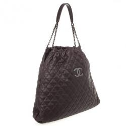 Pre Owned Chanel Brown Leather Quilted Hobo