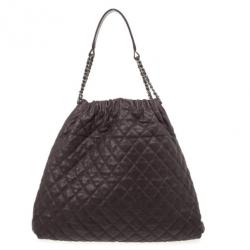 Pre Owned Chanel Brown Leather Quilted Hobo