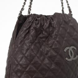 Pre Owned Chanel Brown Leather Quilted Hobo