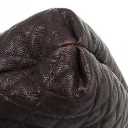 Pre Owned Chanel Brown Leather Quilted Hobo
