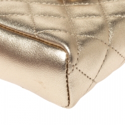 Pre Owned Chanel Gold Quilted Leather CC Phone Holder Clutch