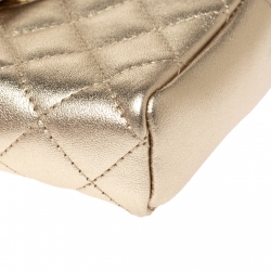 Pre Owned Chanel Gold Quilted Leather CC Phone Holder Clutch