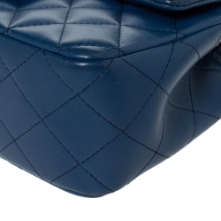 Pre Owned Chanel Blue Quilted Leather New Mini Classic Single Flap Bag