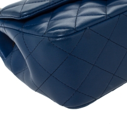 Pre Owned Chanel Blue Quilted Leather New Mini Classic Single Flap Bag