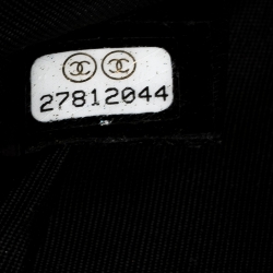 Pre Owned Chanel Black PVC and Tweed Logo Zip Pouch 