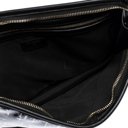 Pre Owned Chanel Black PVC and Tweed Logo Zip Pouch 