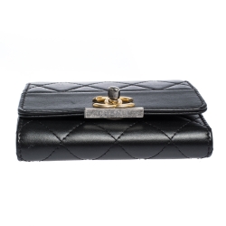 Chanel Black Quilted Leather CC Trifold Wallet