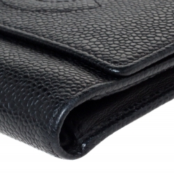 مملوكة مسبقًا Chanel Black Caviar Leather CC Timeless Wallet