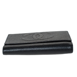 مملوكة مسبقًا Chanel Black Caviar Leather CC Timeless Wallet