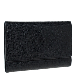 مملوكة مسبقًا Chanel Black Caviar Leather CC Timeless Wallet