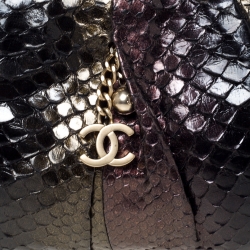 Pre Owned Chanel Metallic Multicolor Pleated Python CC Chain Frame Bag
