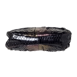 Pre Owned Chanel Metallic Multicolor Pleated Python CC Chain Frame Bag