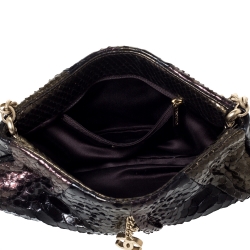 Pre Owned Chanel Metallic Multicolor Pleated Python CC Chain Frame Bag