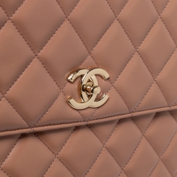 Pre Owned Chanel Nude Beige Quilted Leather Large Trendy CC Top Handle Bag