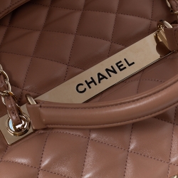 Pre Owned Chanel Nude Beige Quilted Leather Large Trendy CC Top Handle Bag