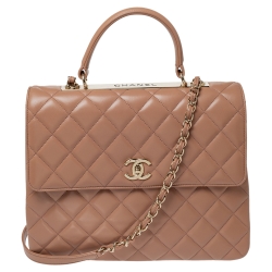 Chanel Nude Beige Quilted Leather Large Trendy CC Top Handle Bag