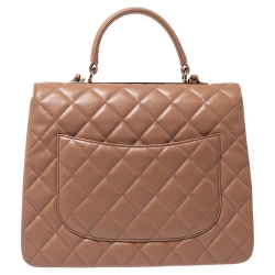 Pre Owned Chanel Nude Beige Quilted Leather Large Trendy CC Top Handle Bag