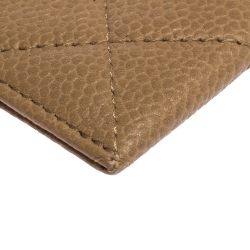 Chanel Beige Quilted Caviar Leather CC Card Case