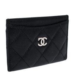 Chanel Black Quilted Caviar Leather CC Card Case