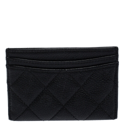 Chanel Black Quilted Caviar Leather CC Card Case