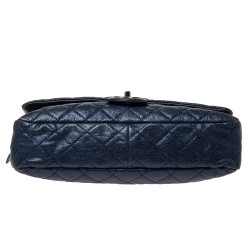 Pre Owned Chanel Metallic Blue Caviar Leather Easy Flap Bag