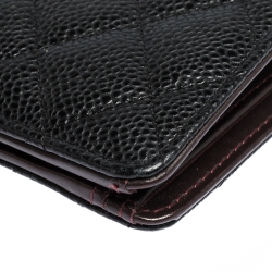 Chanel Black Quilted Caviar Leather L Yen Continental Wallet