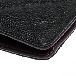 Chanel Black Quilted Caviar Leather L Yen Continental Wallet