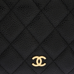 Chanel Black Quilted Caviar Leather L Yen Continental Wallet